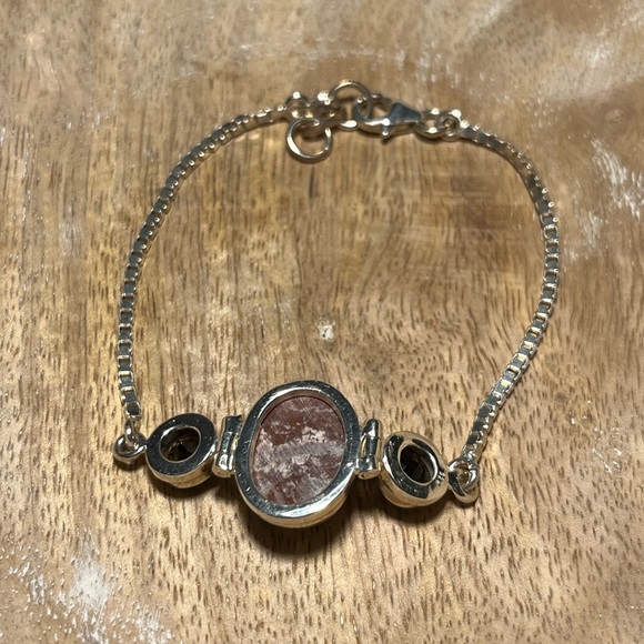 Agate & Smoky Topaz Stone Box Chain 925 Sterling Silver Bracelet - Picture 9 of 15